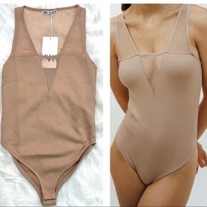 Zara tan mesh body suit. Size Medium.